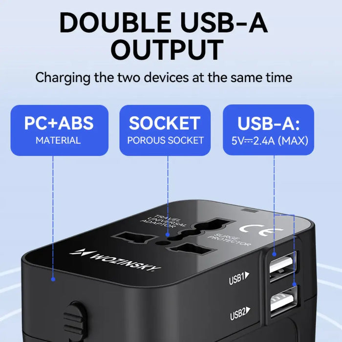 Адаптер Wozinsky WUTWC 24W 2x USB-A черен