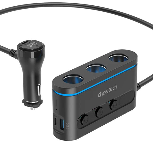 Адаптер за кола Choetech TC0021 2x USB-C PD 1x USB-A black