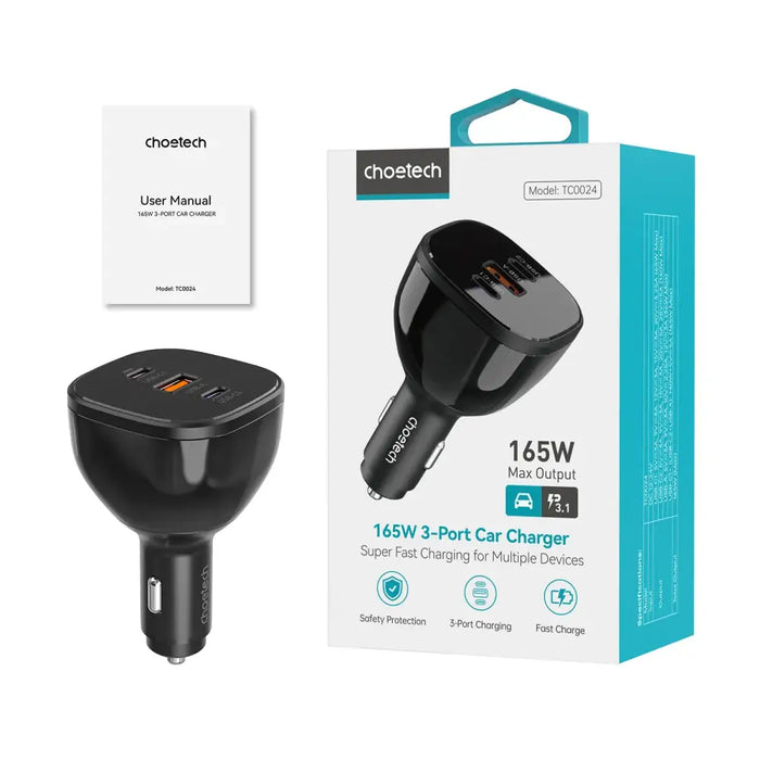 Адаптер за кола Choetech TC0024 160W 2x USB-C