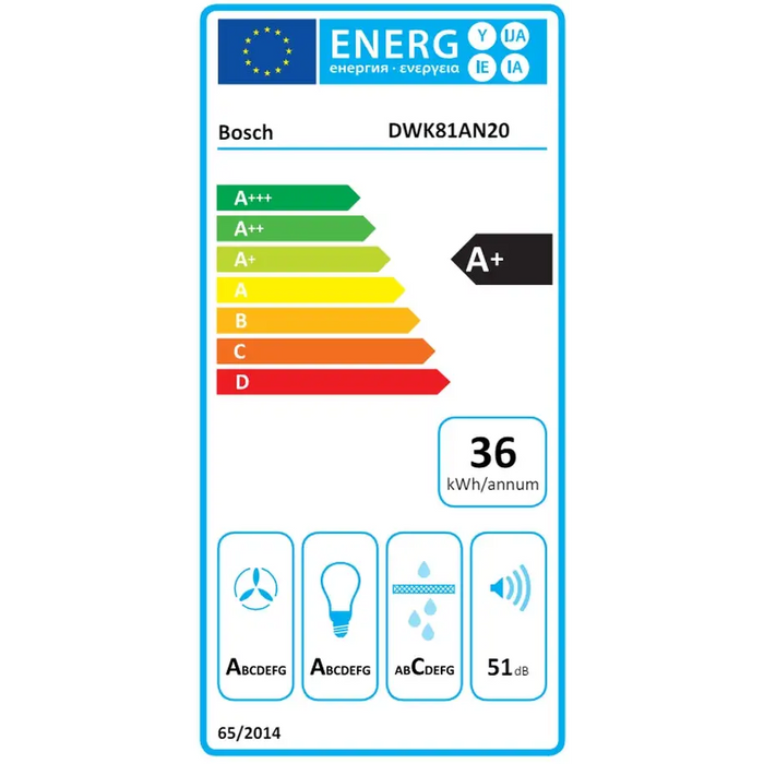 Аспиратор Bosch DWK81AN20 SER6 Wall hood 80 cm A