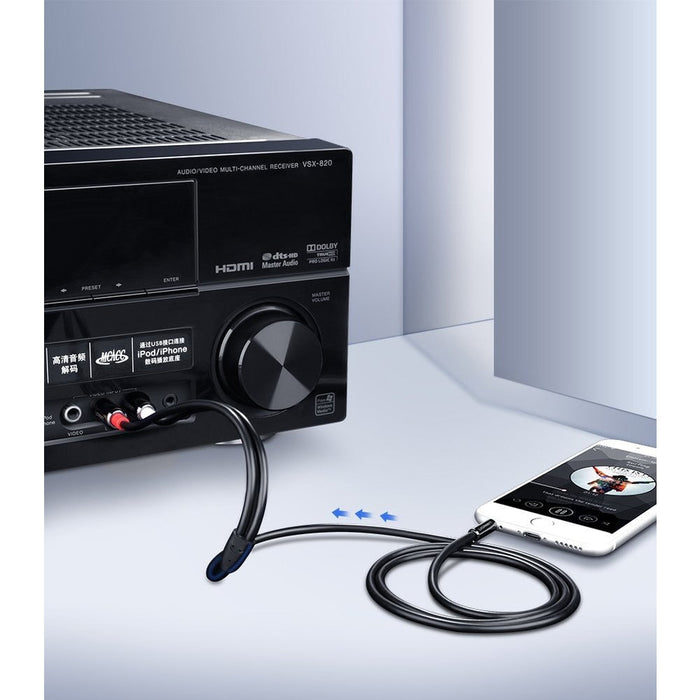 Аудио кабел Ugreen 3.5mm мини жак към 2х RCA 2m черен (AV116