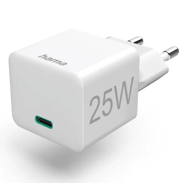 Бързо мини зарядно HAMA 220V USB-C PD/Qualcomm 25W Бял