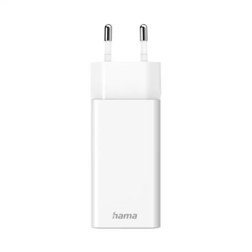 Бързо мини заряднo HAMA GaN 1x USB-C PD 1x USB-A QC 65 W бял