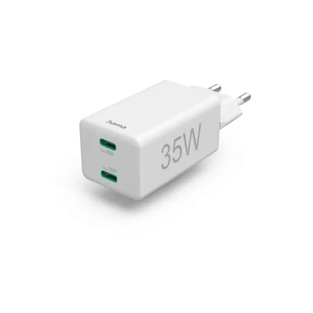 Бързо зарядно HAMA 2x USB-C PD/Qualcomm 35 W Бял