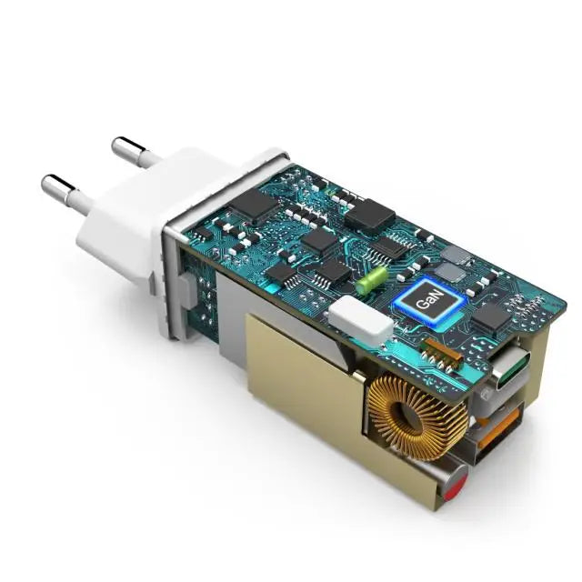 Бързо заряднo HAMA Gan 220V 65W 1x USB-C PD 1x USB-A QC Бял