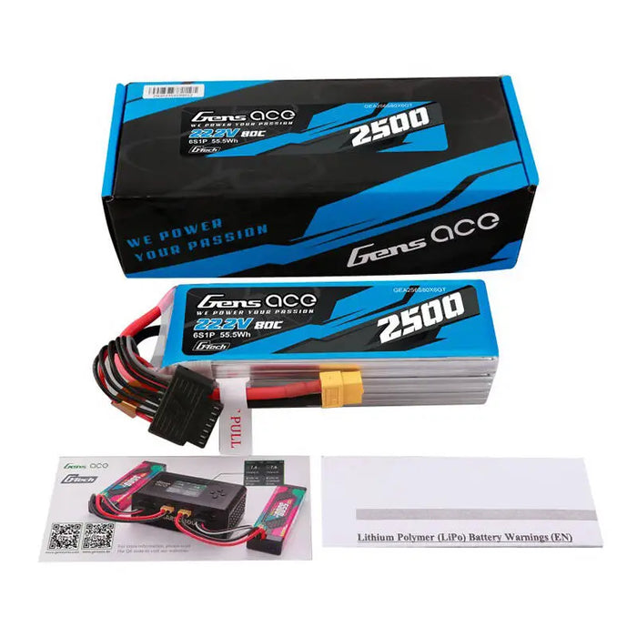 Батерия Gens Ace G-Tech 2500mAh 22.2V 80C 6S1P Lipo