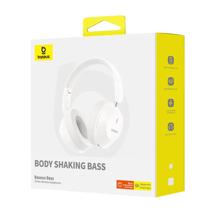 Безжични слушалки Baseus Bass 30 Max Bluetooth 5.3 бели