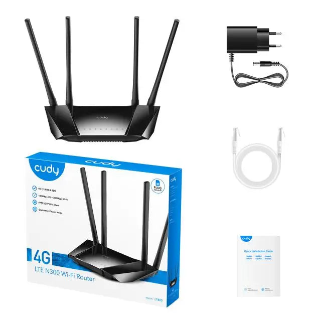 Безжичен рутер Cudy LT400 4G LTE 2.4GHz 300 Mbps 10/100