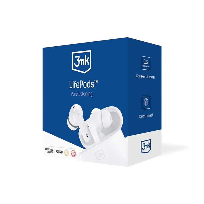 Безжични слушалки 3mk LifePods Bluetooth 5.3 ANC бели