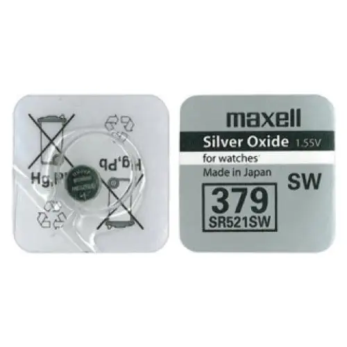 Бутонна батерия сребърна MAXELL SR521 SW /AG0/379/ 1.55V