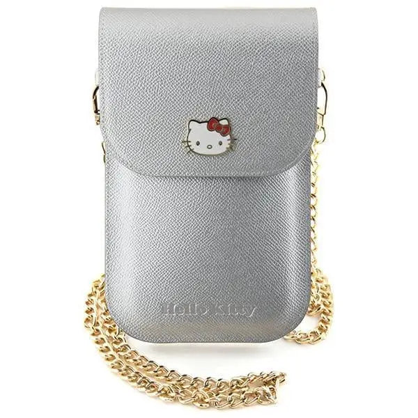 Чантичка Hello Kitty Leather Metal Logo сребриста