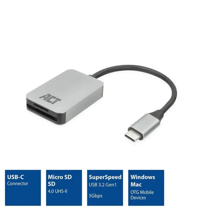 Четец за SD / micro SD карти ACT AC7056 SDXC USB-C