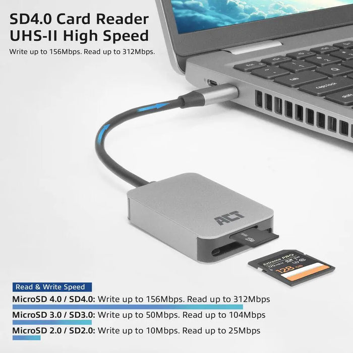 Четец за SD / micro SD карти ACT AC7056 SDXC USB-C