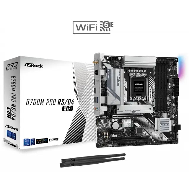 Дънна платка ASRock B760M PRO RS WIFI 6E LGA1700 DDR4 ATX