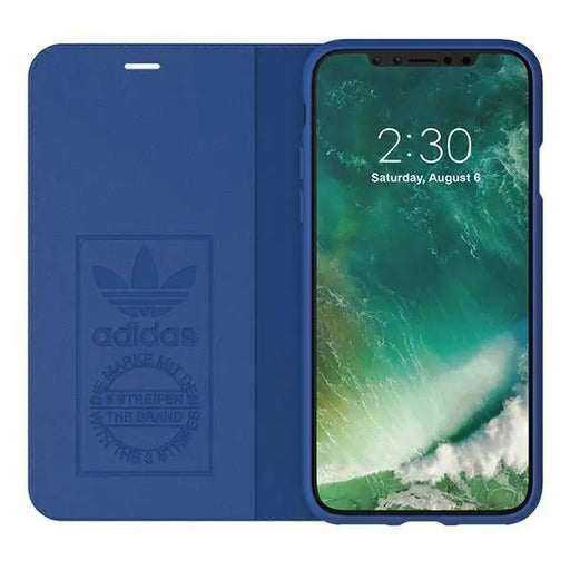 Флип-кейс Adidas Or Suede за Apple iPhone X/XS Син