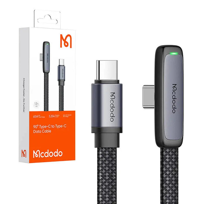 Ъглов кабел Mcdodo CA-3360 USB-C към USB-C 65W 1.2m черен