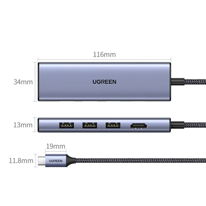 Хъб 6в1 Ugreen CM511 USB-C - HDMI / 3x USB-A 3.0