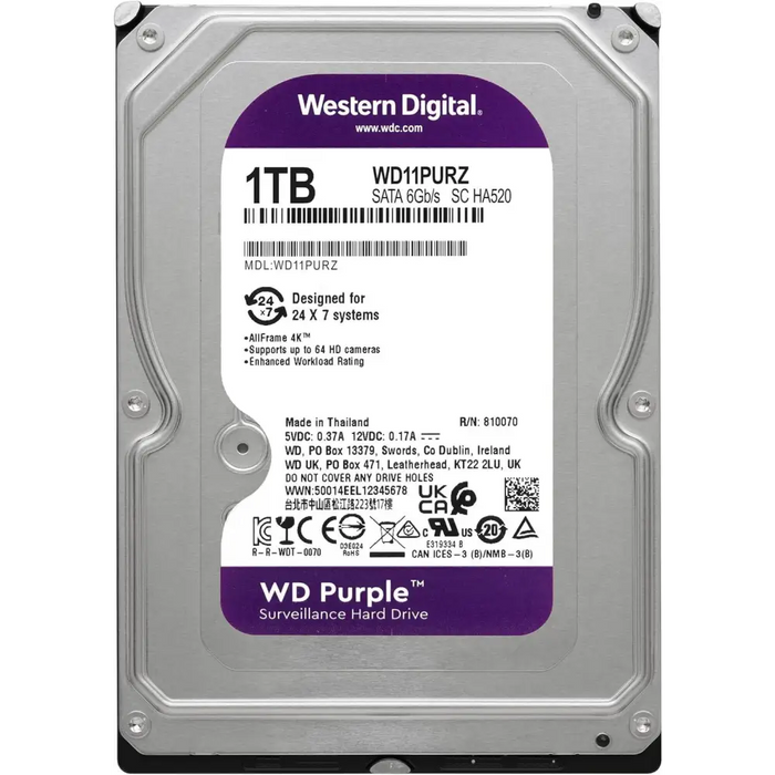 Хард диск WD Purple WD11PURZ 1TB 5400rpm 64MB SATA 3