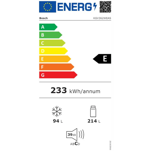 Хладилник Bosch KGV362WEAS SER4 FS Fridge-freezer