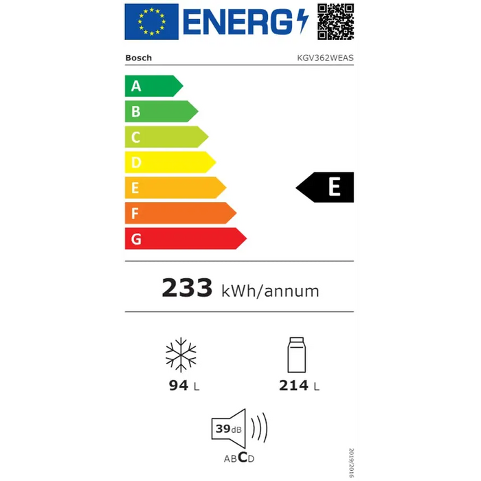 Хладилник Bosch KGV362WEAS SER4 FS Fridge-freezer