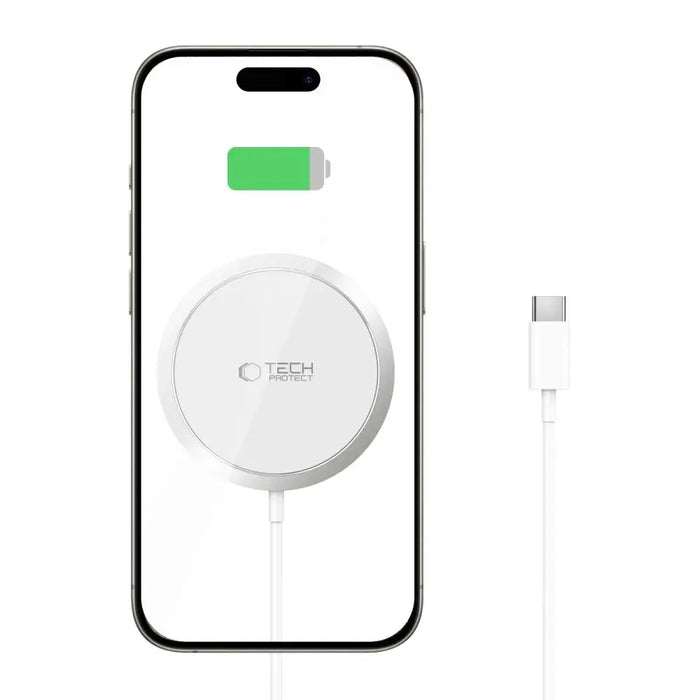 Индуктивно зарядно Tech-Protect QI15W-A34 MagSafe USB-C бяло