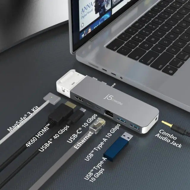 j5create JCD395 4K60 Pro USB4 Хъб MagSafe Kit За