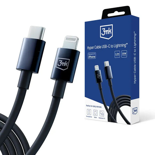 Кабел 3mk Hyper Cable USB-C към Lightning 20W 1.2m черен