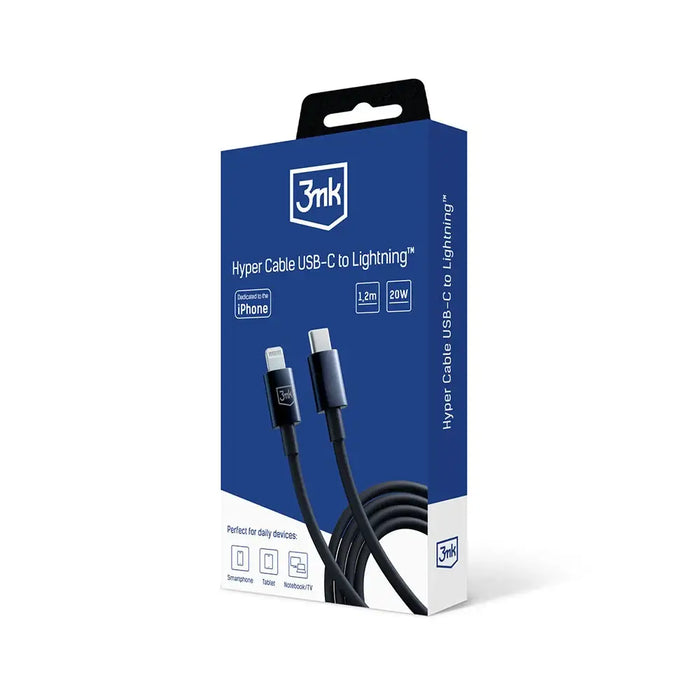 Кабел 3mk Hyper Cable USB-C към Lightning 20W 1.2m черен