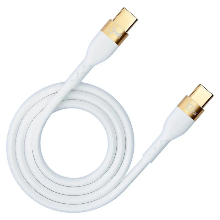 Кабел 3mk Hyper Silicone Cable USB-C / USB-C 100W 2m бял