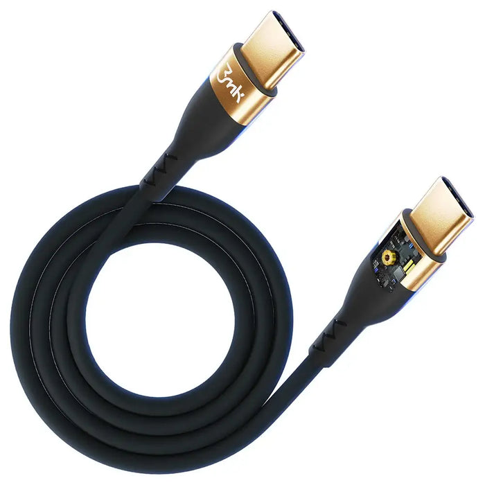 Кабел 3mk Hyper Silicone Cable USB-C / USB-C 100W 2m черен