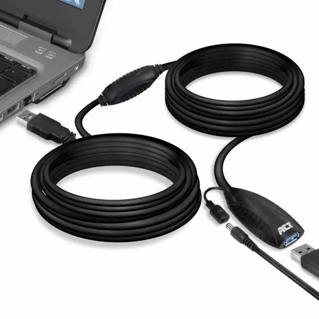 Кабел ACT AC6110 USB-A мъжко - женско 10 м 5 Gbps Черен