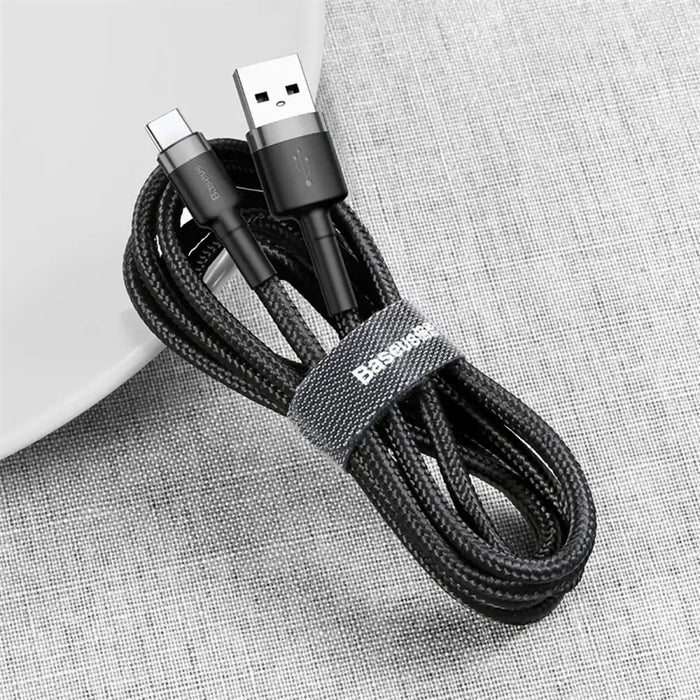 Кабел Baseus Cafule USB-A към USB-C QC 3.0 3A 0.5m черно-сив