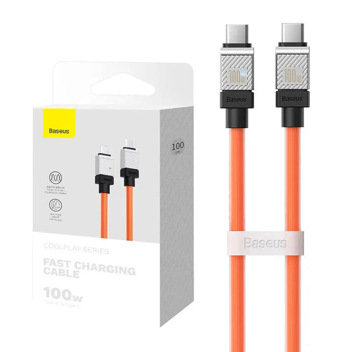 Кабел Baseus CoolPlay USB - C към 100W 1m оранжев