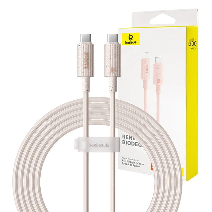 Кабел Baseus Habitat Series USB-C към USB-C 100W 2m розов