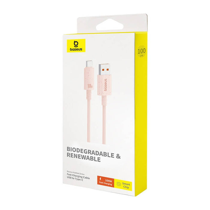 Кабел Baseus Habitat Series USB към USB-C 100W 1m розов