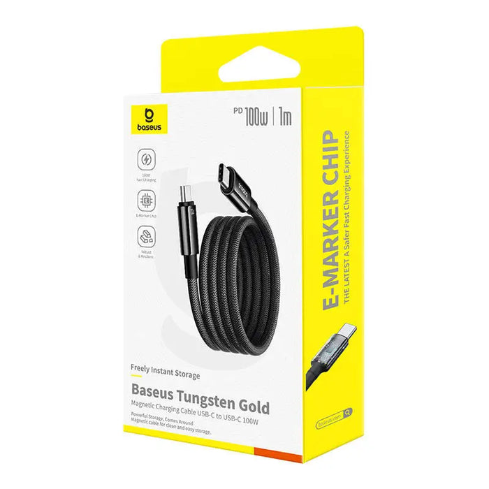 Кабел Baseus Tungsten Gold USB-C / USB-C 100W 1m черен