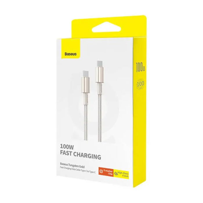 Кабел Baseus Tungsten Gold USB - C към USB - C 100W