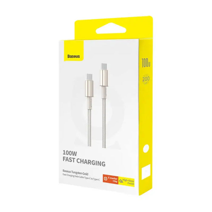 Кабел Baseus Tungsten Gold USB - C към USB - C 100W