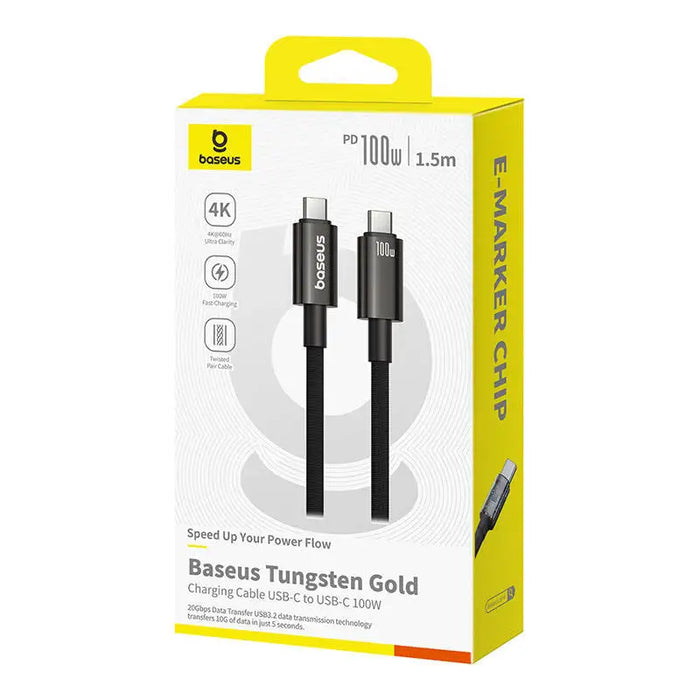 Кабел Baseus USB Tungsten Gold USB-C / USB-C 100W 1,5m черен