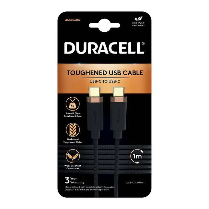 Кабел Duracell USB-C към USB-C 3.2 1m черен