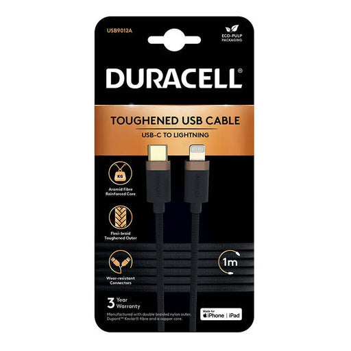 Кабел Duracell USB-C към Lightning 1 метър черен