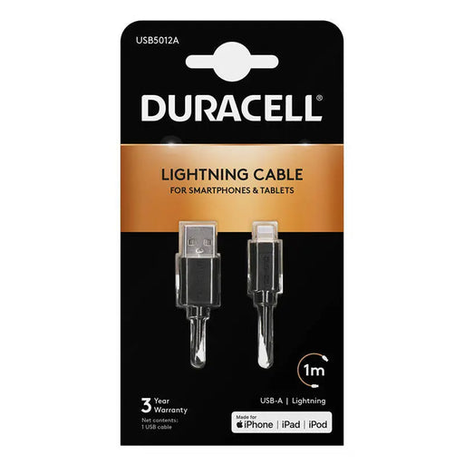 Кабел Duracell USB към Lightning,1m черен