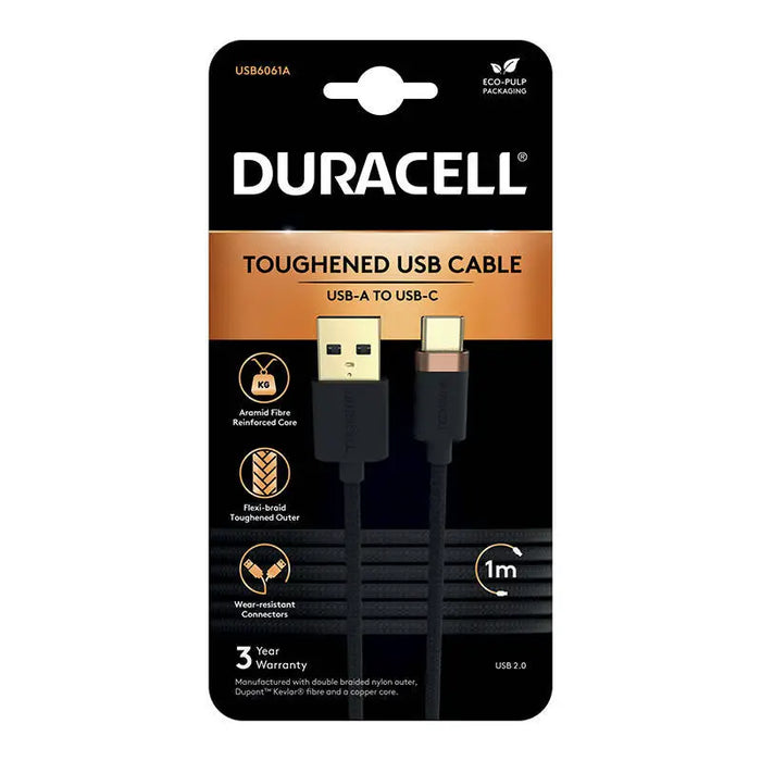 Кабел Duracell USB към USB-C 2.0 1m черен