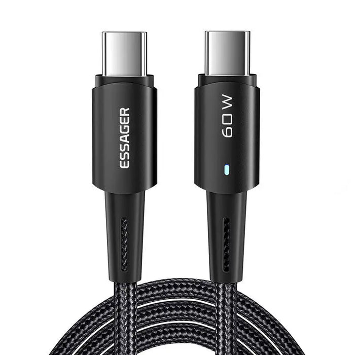 Кабел Essager USB - C към USB - C 60W 1m черен