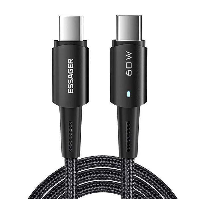 Кабел Essager USB - C към USB - C 60W 2m черен