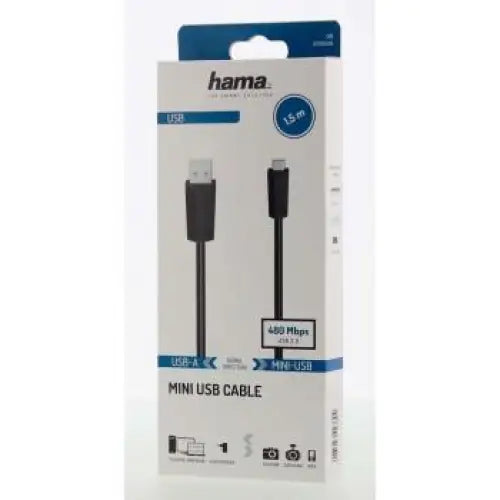 Кабел HAMA USB-A мъжко - USB-B mini мъжко 1.5