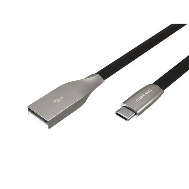 Кабел Natec USB-C(M) -> USB-A (M) 2.0 cable 1m. Black metal