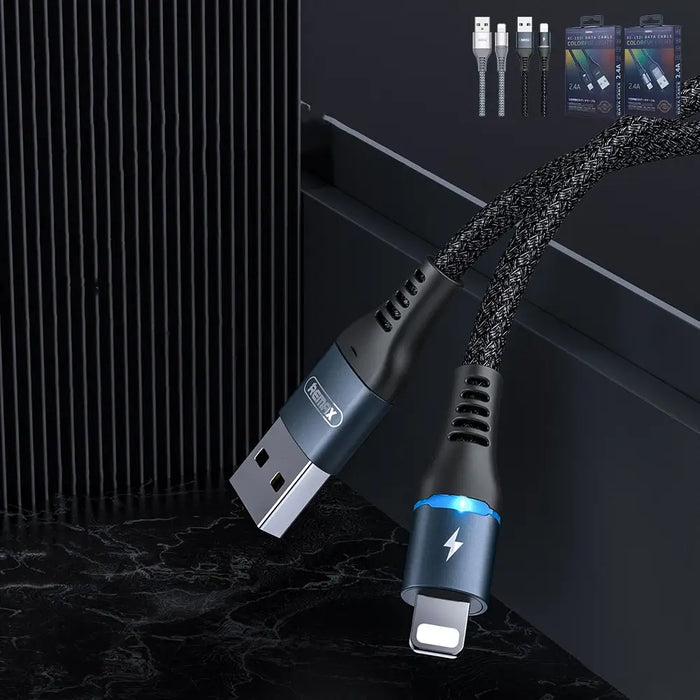 Кабел Remax Durable Nylon USB към Lightning с LED