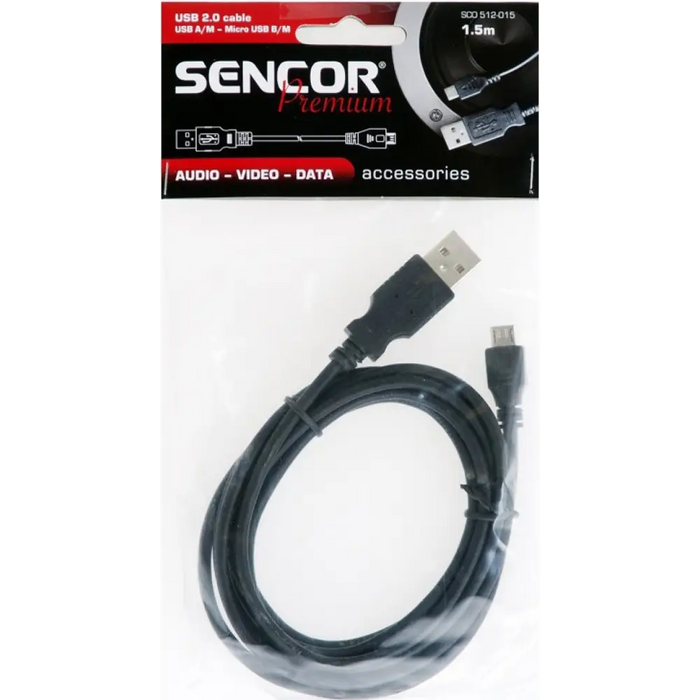 Кабел Sencor SCO 512-015 USB A/B-Micro 1.5m