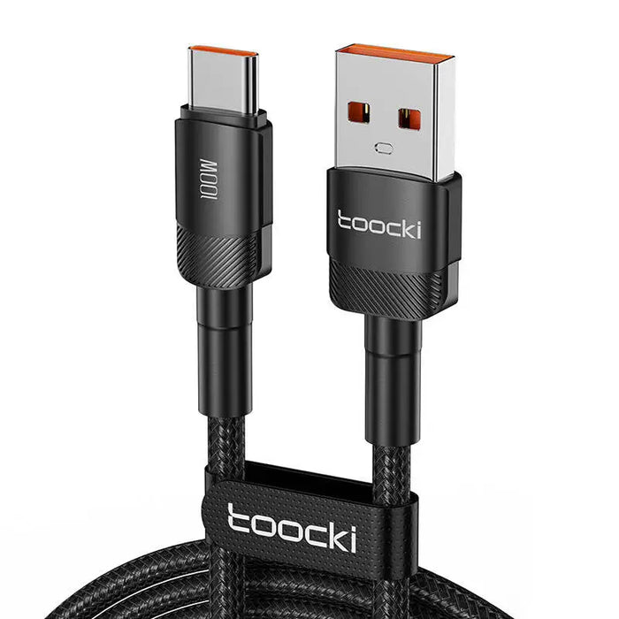 Кабел USB-A към USB-C Toocki TXCT-HY01 1m FC 100W черен